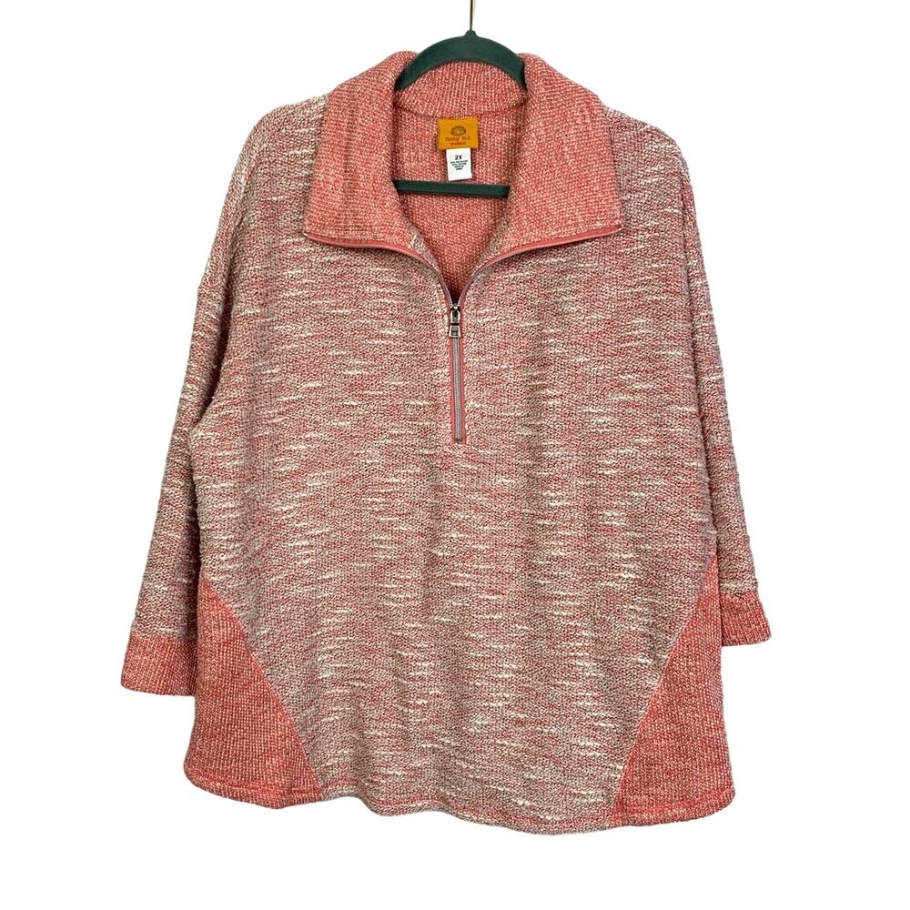 Ruby Rd. Women's Plus Heather Pink Pullover Sweater, Size 2X
